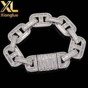 15mm Mixed Inlaid T-shaped Cubic Zirconia Pig Nose Chain High-end Hip-hop Cuban <b>Bracelet</b> Men's Accessory Custom-made - Product Image 4