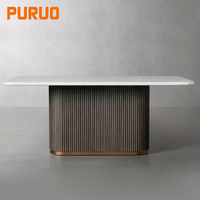Ensemble de table à manger élégant de style royal avec 4, 6 ou 8 chaises, tables d'appoint pour salle à manger, meubles avec plateau en marbre véritable