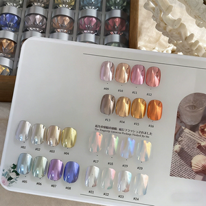 Ensemble de poudre à ongles Aurora Chrome 24 couleurs, paillettes miroir, paillettes de lune, pigment super brillant, poudre pour nail art DIY - Product Image 2
