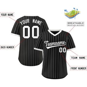 Camiseta de Béisbol Personalizada con Rayas, Cuello en V, Unisex, para Adultos, Absorbente de Humedad, Tela Tackle Twill de 340 Gramos, Nombre del Equipo 00 - Product Image 2