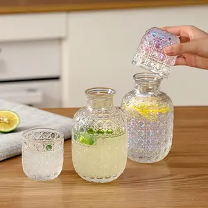 Goffratura grande capacità di vetro acqua fredda brocca di vetro succo di vetro brocca bollitore bicchieri bicchieri acqua fredda brocca Set