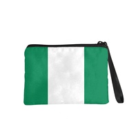 Dompet Koin Persegi Panjang Cetak Digital Poliester Bendera Nasional Nigeria Dompet Mini Lipat dengan Ritsleting Portabel
