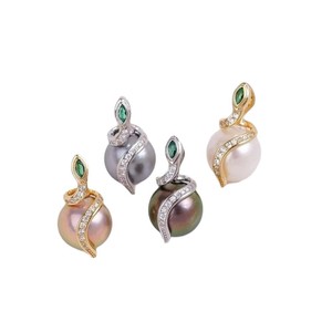 31299 DIY Pearl <b>Accessories</b> S925 Silver Pendant 11-13mm Round Empty Set Simple <b>Snake</b> Spirit Necklace Jewelry Findings Components - Product Image 5