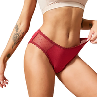 Culotte menstruelle respirante en fibre de bambou sexy à 4 couches, anti-fuite, absorbante rapide, culotte menstruelle pour femmes