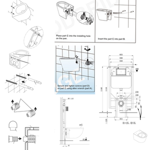 Inodoro suspendido elegante con descarga tipo tornado, inodoro femenino de 4 estrellas, inodoro con descarga superior y tanque de agua, descarga dorada con efecto remolino y chorro de agua privado. - Product Image 5