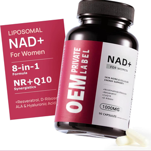 NAD+ avec étiquette personnalisée, végétalien, 1000 mg, capsules de NAD+, complément alimentaire, mélange de nicotinamide coenzyme Q10, capsule pour femmes - Product Image 1