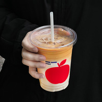 Tasse à café en plastique PET jetable transparente avec couvercle pour boissons froides à emporter lait thé vodka boissons maison