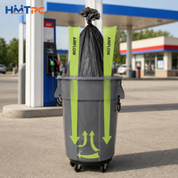 Poubelle ronde de 55 gallons, bac à déchets en plastique robuste avec poignée pour le recyclage en extérieur