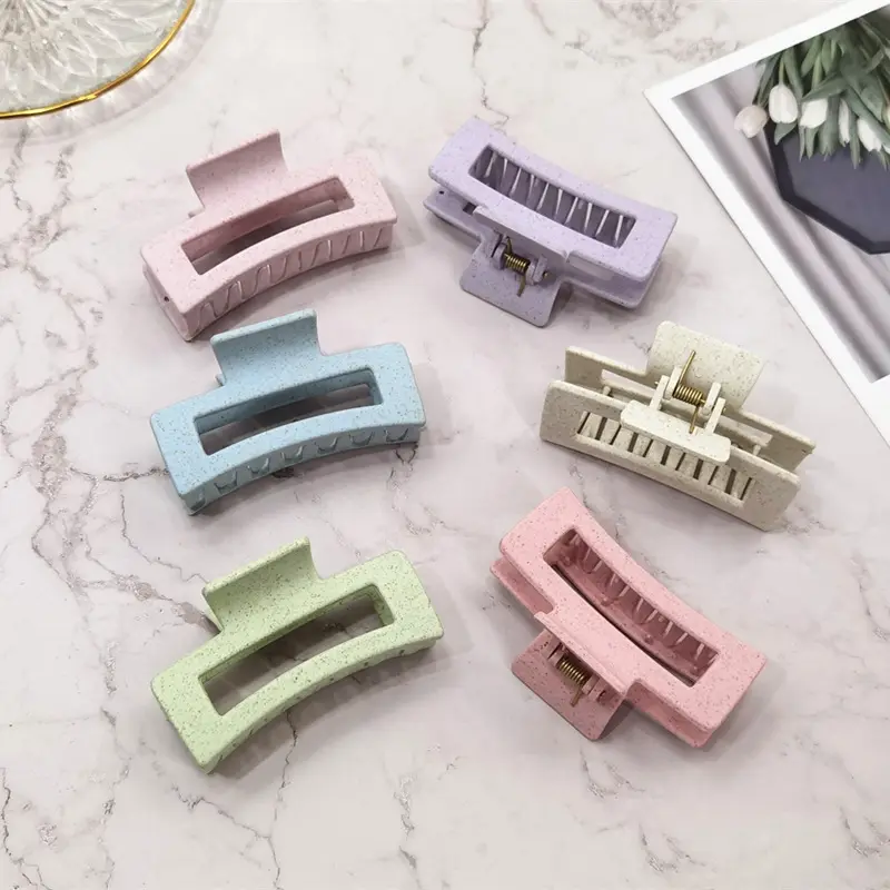 Non-slip Wheat Straw Biodegradable Women Claw Hair Clips Strong Hold Eco-friendly Cute Big Matte Hair Claw for Thick Hair