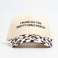 Gorra de Béisbol Personalizada de Dos Tonos con Estampado de Leopardo, Logotipo Bordado, Color a Juego, Ajustable con Cierre a Presión, Estilo Casual y Deportivo