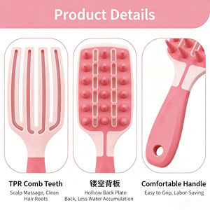 OEM Private Label Classic Rose Fashion Long Handle Massage Comb Scalp Massager Shampoo <b>Brush</b> - Product Image 5