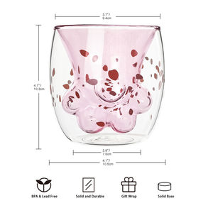 Mignon verre à motif de patte de chat pour thé, café, lait, whisky, avec design de patte de chat - Product Image 5
