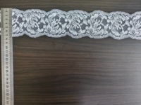 Dentelle brodée rétro motif lotus, 100 % polyester, tricotée, largeur 7,5 cm, bordure festonnée irrégulière, accessoires de mariage pour robes de mariée