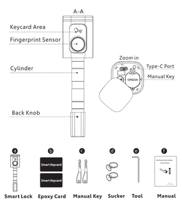 Cerradura de Alta Seguridad para Puerta, Fácil Instalación, Teclado Digital, Aplicación Tuya TTLock, Cilindro Inteligente, Llave de Tarjeta, Desbloqueo en la Nube - Product Image 4