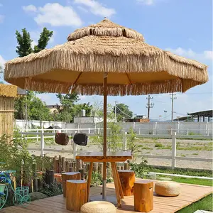 BR hot sale sun proof u v protection bohemian patio bamboo Umbrellas thatch roof hawaii beach Umbrellas wood color Umbrellas/