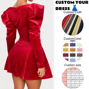 Moda europea raso Mini rosso da <span class=keywords><strong>sera</strong></span> per le donne Sexy elegante taglio Slim Fit velluto pizzo abito Maxi per feste estive - Product Image 3