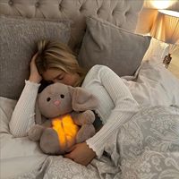 Peluche Lapin Super Douce pour Bébé avec Musique, Lumières, Mouvements Respiratoires, Anti-Stress, Broderie, Apaisante et Câlinable, Portable, Cadeau d'Anniversaire