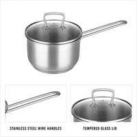 Casserole en acier inoxydable 4QT avec couvercle en verre, compatible induction, poignée longue, pour lait, soupes, usage familial en cuisine