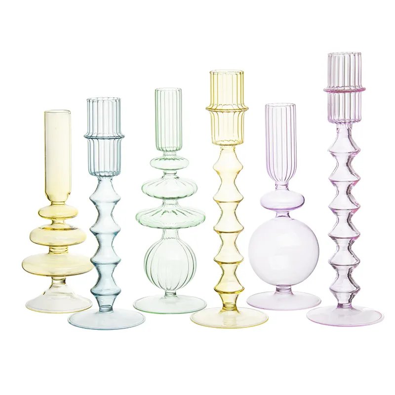 New Product Hand Blown Birthday Gift Candle Holder Set Centerpiece For Wedding