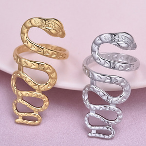Anillo de acero inoxidable de alta calidad Corazón Dorado flor estrella de mar dedo abierto anillo grueso hoja Cruz anillo impermeable para hombres, mujeres - Product Image 6
