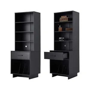 Modern simple design wooden 5 level bookshelf for office room bookcase removabal book shelf