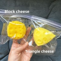 Jouet Squishy Bloc de Fromage Kawaii Prêt à Expédier, Jouet Anti-Stress en TPR en Forme d'Aliment pour Tendances TikTok et Dropshipping
