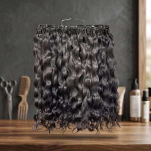 Extensions de cheveux humains à clipser de haute qualité, ondulations profondes, cheveux Remy, pointes pleines, double trame, noir, 34 pouces - Product Image 1