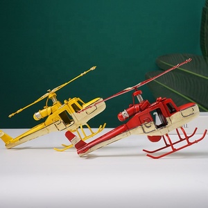 Modelo de Helicóptero Retro de 35 cm, Decoración para el Hogar, Figuras de Aviones de Hierro, Artesanía de Metal Hecha a Mano, Avión de Color Rojo - Product Image 5