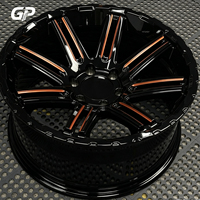 Jantes multi-rayons noires brillantes avec lignes d'accentuation en cuivre 18-22 pouces 5x112 5x114.3 pour camion, SUV, sport, tout-terrain, tuning