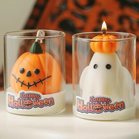 Coffret cadeau de bougies parfumées artisanales fantôme et citrouille pour décoration d'Halloween effrayante