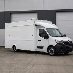 White Mobile Food Truck Trailer <b>Box</b> Van Stainless Steel <b>Frame</b> 10ft Length Insulated Compartments for Frozen Food Delivery Street - Product Image 1