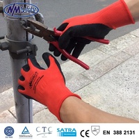 NMsafety Personnalisé Polyester Rouge Slip Agriculture Main Gants Latex Enduit De Mousse Grip Flex Jardin Gants De Travail