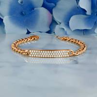 Pulsera de Eslabones Curvos de Acero Inoxidable con Baño de Oro Sólido de 18k y Diamante Natural Sin Conflictos de 0.81ct, Diseño Geométrico Moderno para Fiestas