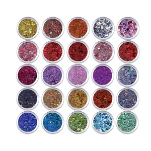 New design Nail art sequins 24 metal colors Irregular mixed packing nail decoration glitter set