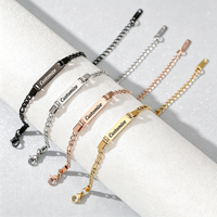 Bracelet personnalisé avec plaque de nom pour enfants Ywyougang, logo gravé, bijoux ajustables pour enfants, cadeau pour garçons et filles