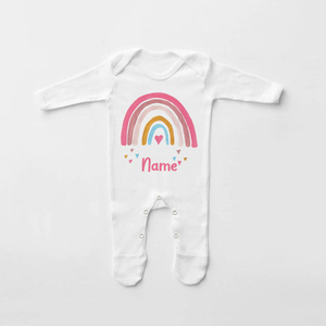 Tutina Personalizzata in Maglia Arcobaleno con Stampa, Body per Neonati, Completo per il Ritorno a Casa, Outfit Personalizzato con Nome per Neonati e Bambini - Product Image 4