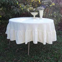Nappe en lin à double volant, nappe à volants multiples, décorations de mariage, logo personnalisé sur mesure