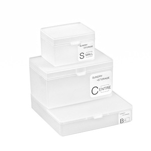 Plastic Desktop <b>Storage</b> <b>Box</b> Transparent Rectangle Covered <b>Small</b> Square Organizer For Office Desk Jewelry Card Holder - Product Image 5