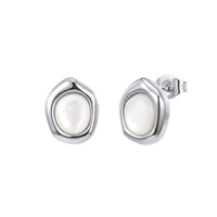 Boucles d'oreilles élégantes en forme de coquille irrégulière, en acier inoxydable 304 plaqué or, poli miroir, coquille naturelle, bijoux chics pour femmes
