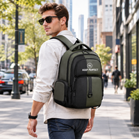 Sac à dos léger et imperméable en toile géométrique pour ordinateur portable avec port USB, doublure en polyester, idéal pour les professionnels, les étudiants et l'extérieur