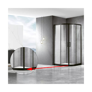 Porte coulissante <span class=keywords><strong>de</strong></span> <span class=keywords><strong>salle</strong></span> <span class=keywords><strong>de</strong></span> <span class=keywords><strong>bain</strong></span> en verre trempé étanche avec cadre en acier inoxydable, design d'angle <span class=keywords><strong>de</strong></span> forme ronde pour appartement - Product Image 6