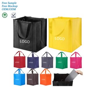 Venta al por mayor de bolsas personalizables multicolor para supermercado bolsas de gran capacidad no tejidas con asas resistentes - Product Image 1