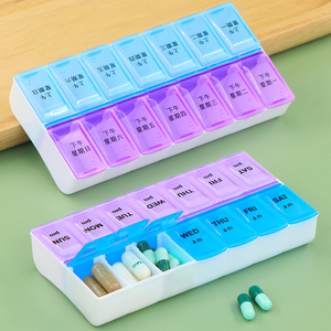 SUNSHING 14 Day AM PM Pill Organizer Double Compartment Weekly Medicine Box Morning Night Pill Case Medication Container - Product Image 1