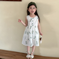 Robe d'été sans manches à imprimé floral pour filles, vêtements en coton pour enfants, vente en gros