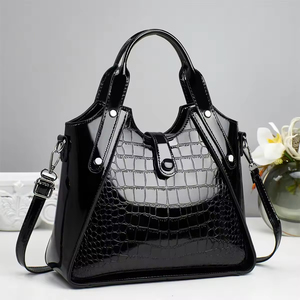 Nouveau sac à main pour femme en toile imperméable à motif crocodile, grande capacité, tendance, à porter à l'épaule ou en bandoulière, avec fermeture éclair - Product Image 1