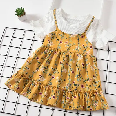 2020新しい夏の女の子のドレス子供プリンセスドレスシフォン花トルコ服韓国ファッション赤ちゃんTUTU女の子フロックスキッズ