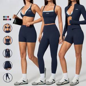 Nuevo Conjunto de Yoga de 5 Piezas para Mujer con Logotipo Personalizado, Colores en Contraste, Transpirable, de Secado Rápido, Sujetador, Chaleco, Chaqueta, Leggings, Traje Deportivo con Efecto Levanta Glúteos - Product Image 2