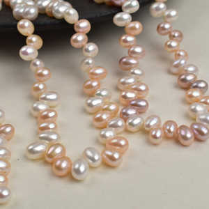 1026 Natural <b>Freshwater</b> <b>Pearl</b> <b>Necklace</b> 40cm Long with Strong Light 7-8mm Colored Rice Beads - Product Image 3