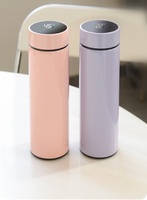 Mini Termo de Bolsillo Clásico de Acero Inoxidable con Tapa LED de Temperatura y Pantalla Digital, Aislamiento al Vacío de 6-12 Horas, Taza de Viaje