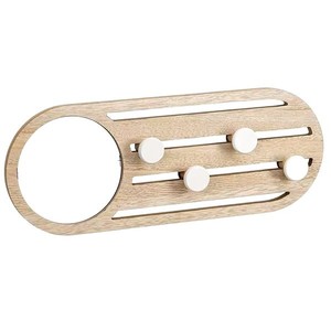 Perchero de madera con espejo y ganchos, montado en la pared para recibidor, dormitorio, sala de estar, estante de almacenamiento extraíble - Product Image 2
